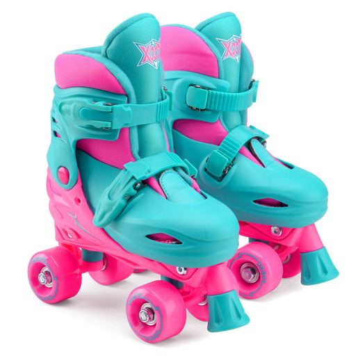 Xootz Adjustable Quad Roller Skates Size 13-3 (Pink/Blue)