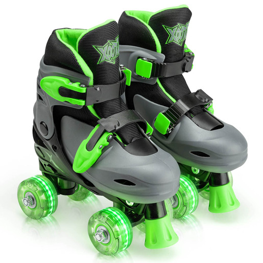 Xootz LED Adjustable Quad Roller Skates Size 9-12 (Green)