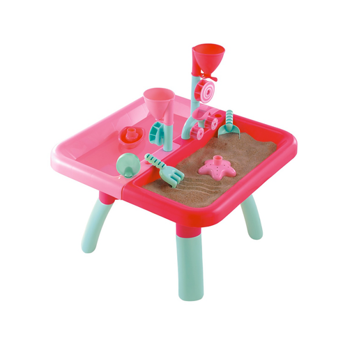 Early Learning Centre Pink Sand and Water Table with Lid & Accessories (H42cm)