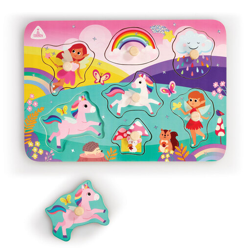 Image of Early Learning Centre Wooden Unicorn and Fairy Peg Puzzle