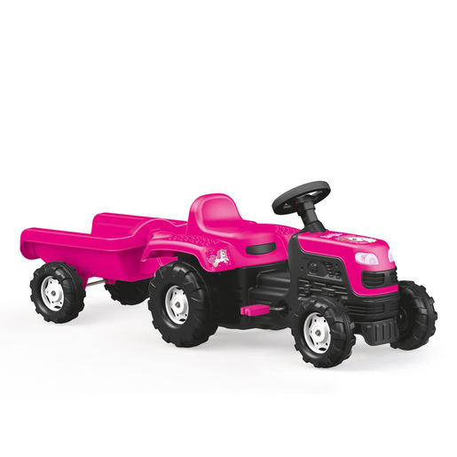 Dolu Kids Childen's Ride On Pink Tractor With Trailer