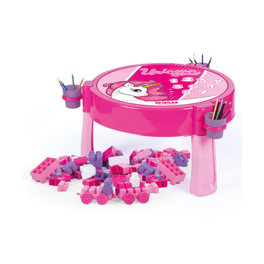 Dolu Unicorn Pink Activity Table with 100 Jumblocks