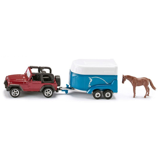 Image of Siku Diecast Jeep with Horse and Trailer 1651