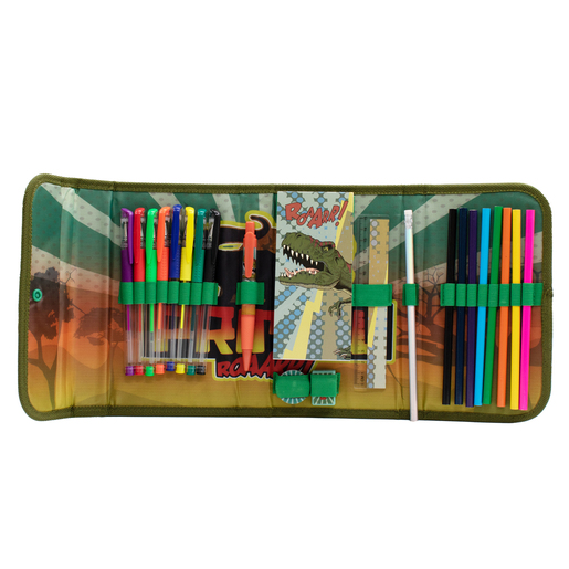 Primal Dinosaur Fold Out Pencil Case Set