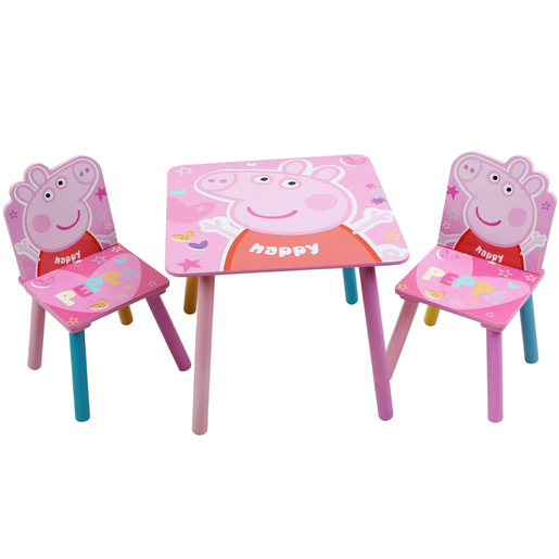 Peppa Pig Wooden Table and 2 Chairs Set