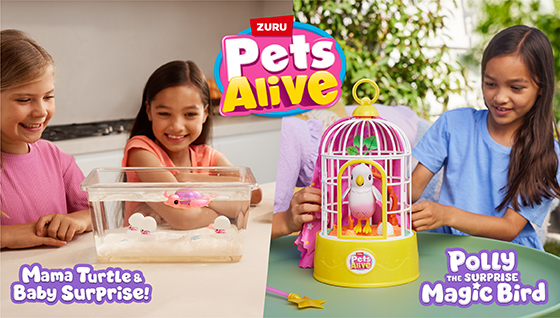 ZURU Pets Alive Mama Turtle & Baby Surprise and Polly the Surprise Magic Bird