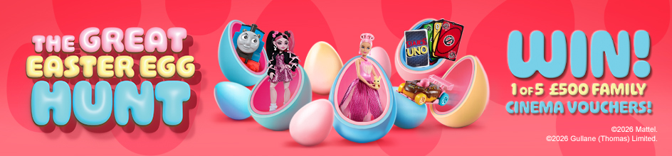 Promotion of an Easter Egg Hunt in The Entertainer stores to win Cinema Vouchers