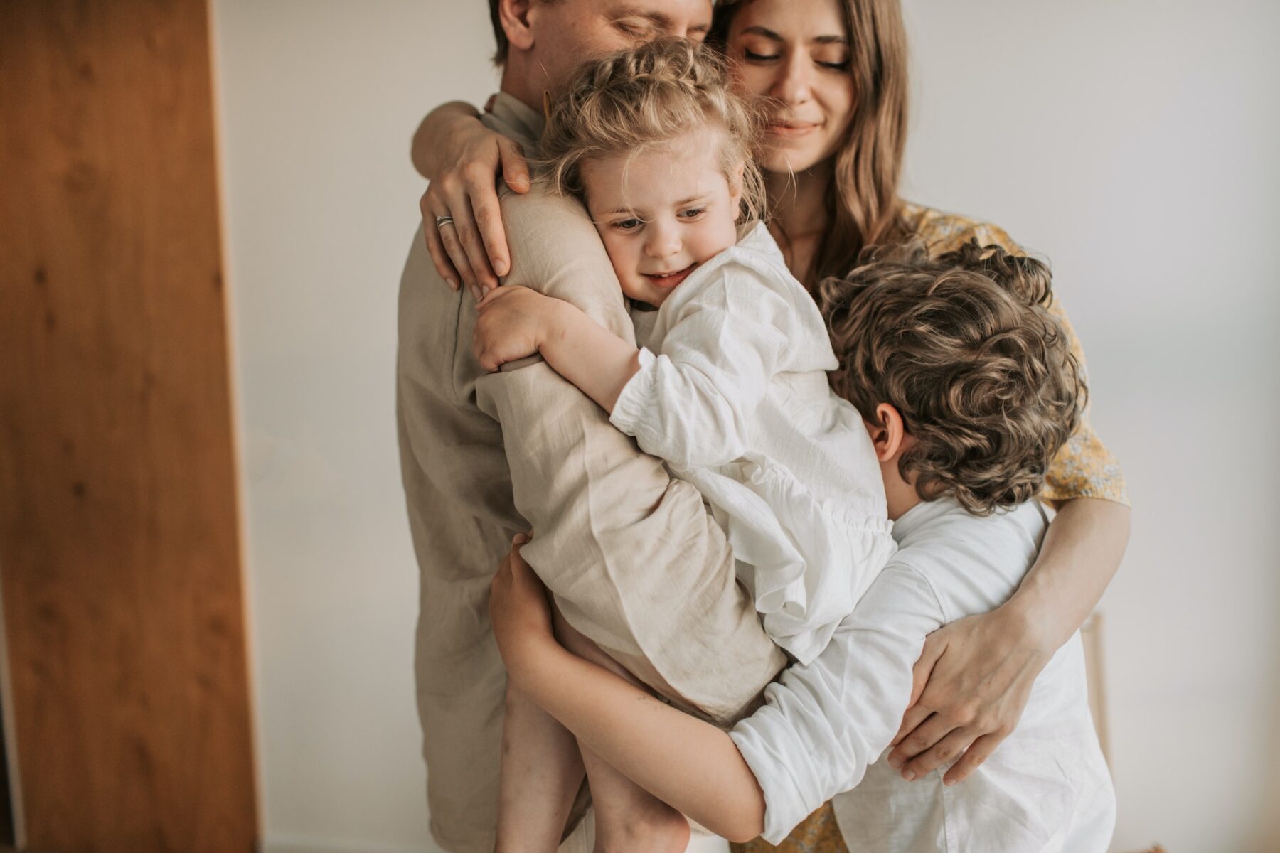 Family hugging.