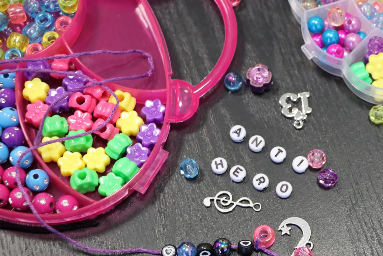 Collection of alphabet beads and other jewellery making supplies