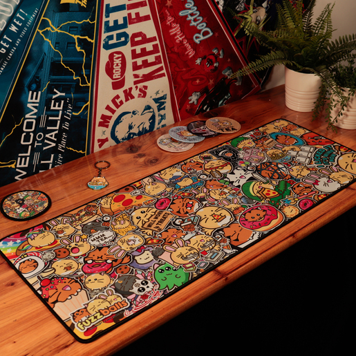 Fuzzballs-XL-Desk-Pad-and-Coaster-Set