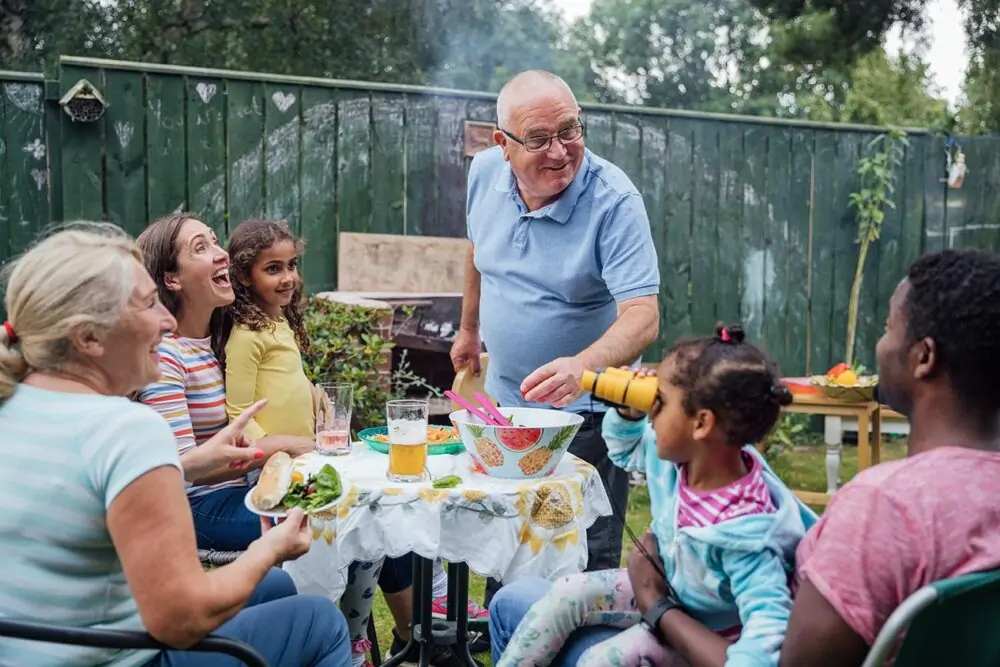 Garden party with family.