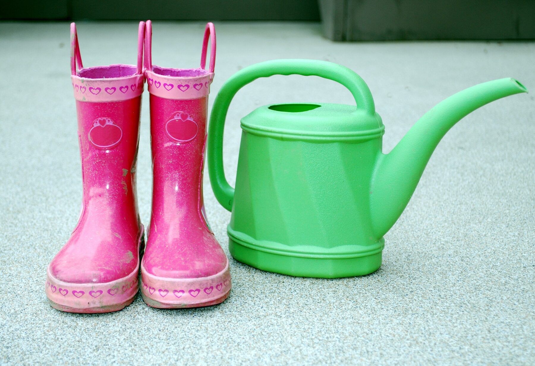 Garden wellies and a watering can.