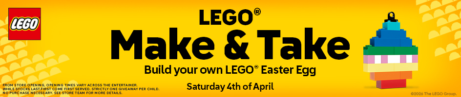 Lego Make and Take Banner to Build an Easter Egg in stores on 4th April