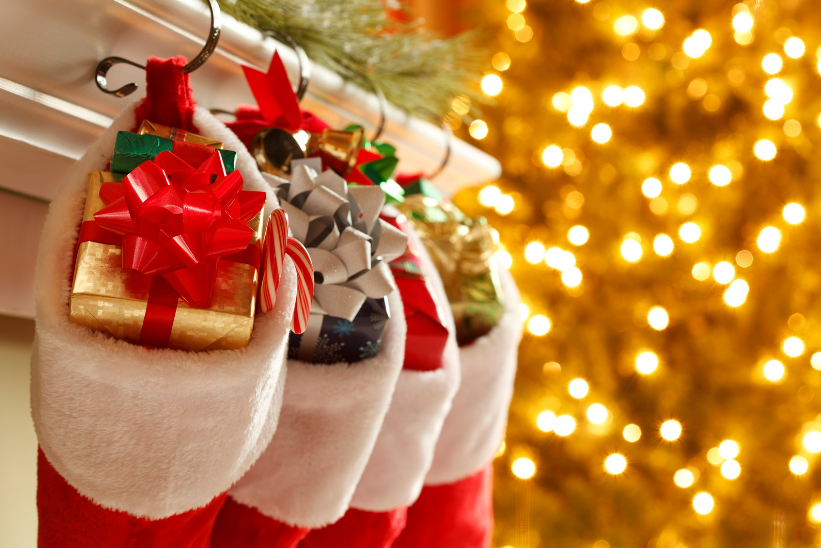 Stocking fillers packed with presents.