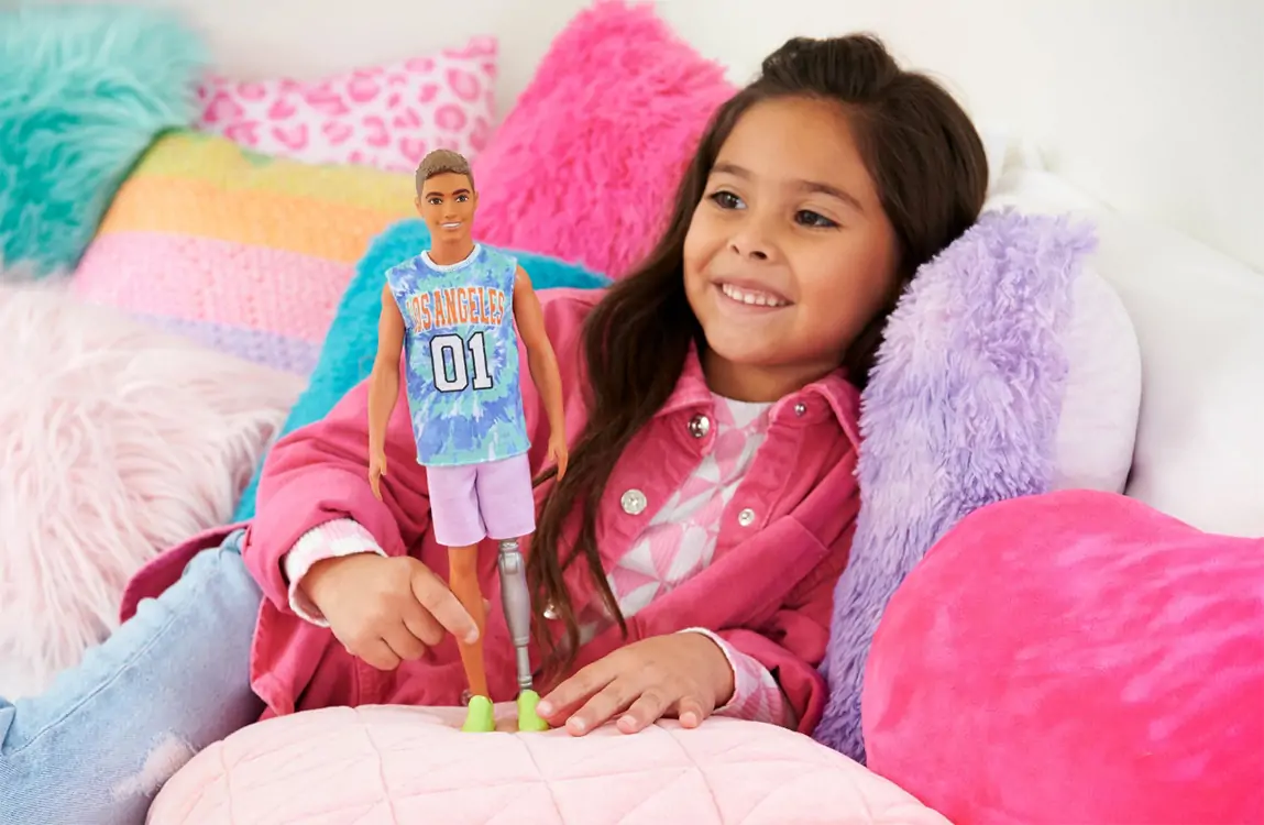 Girl with ken doll