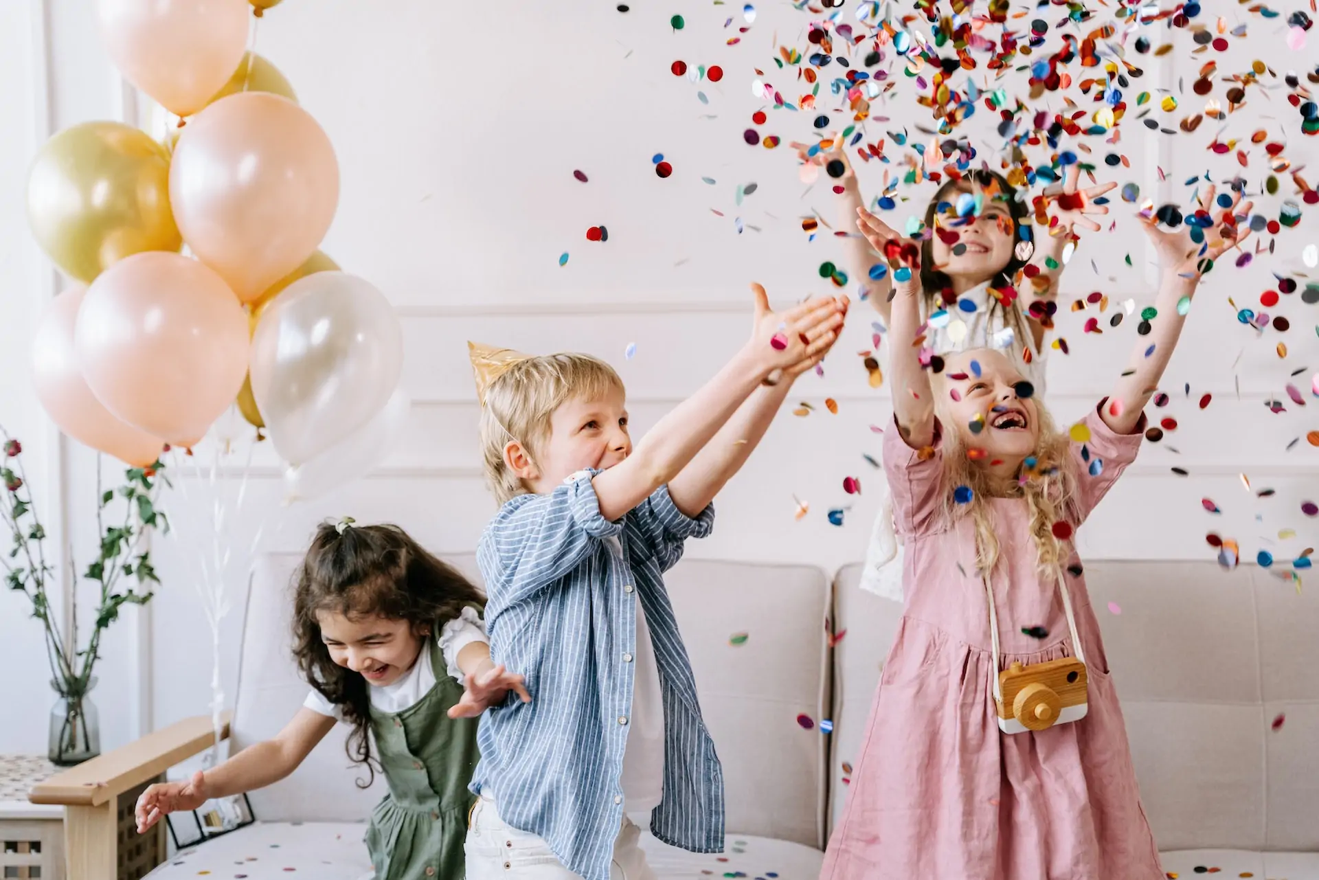 Kids celebrate birthday party.