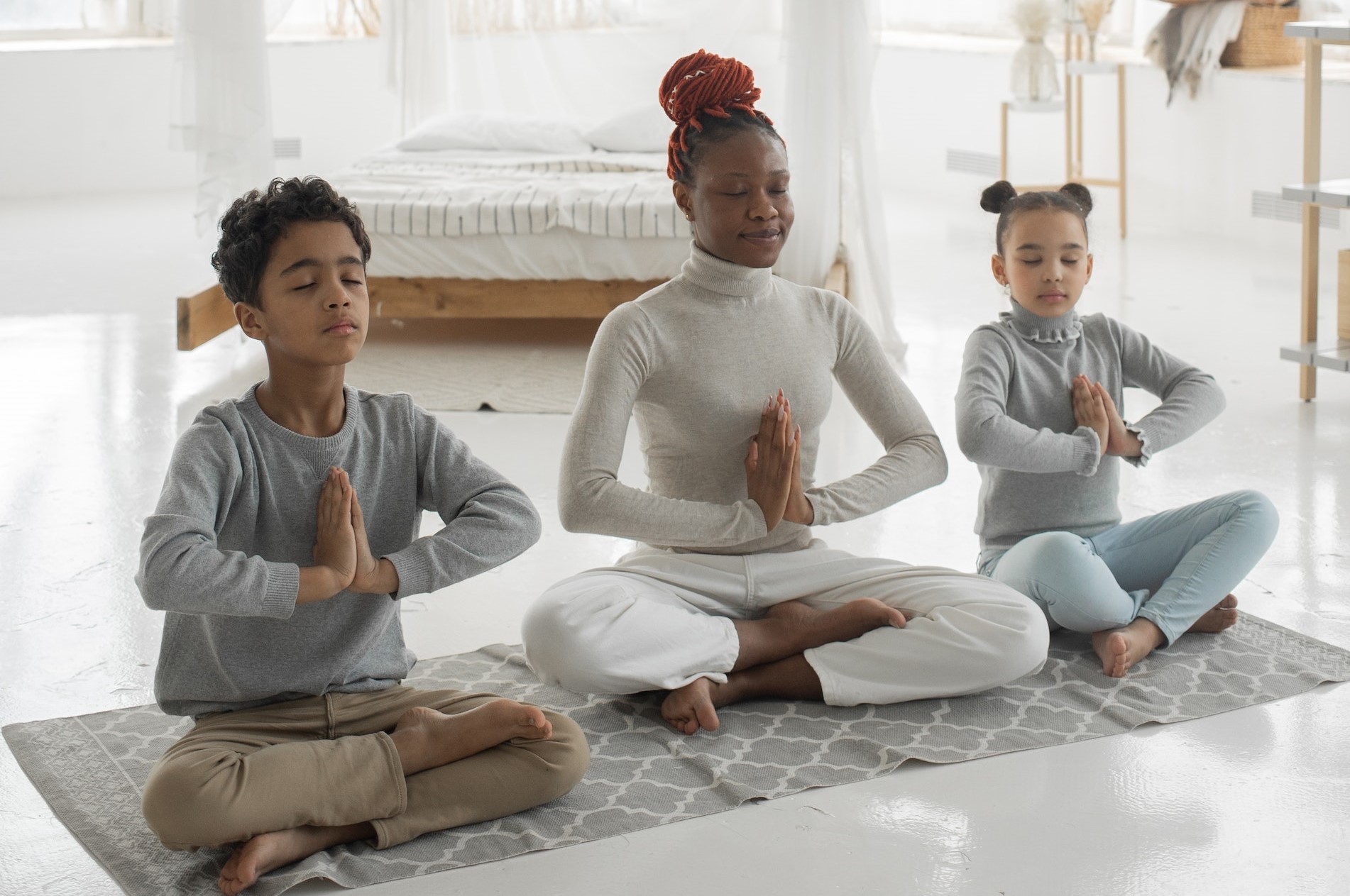 Family meditating together