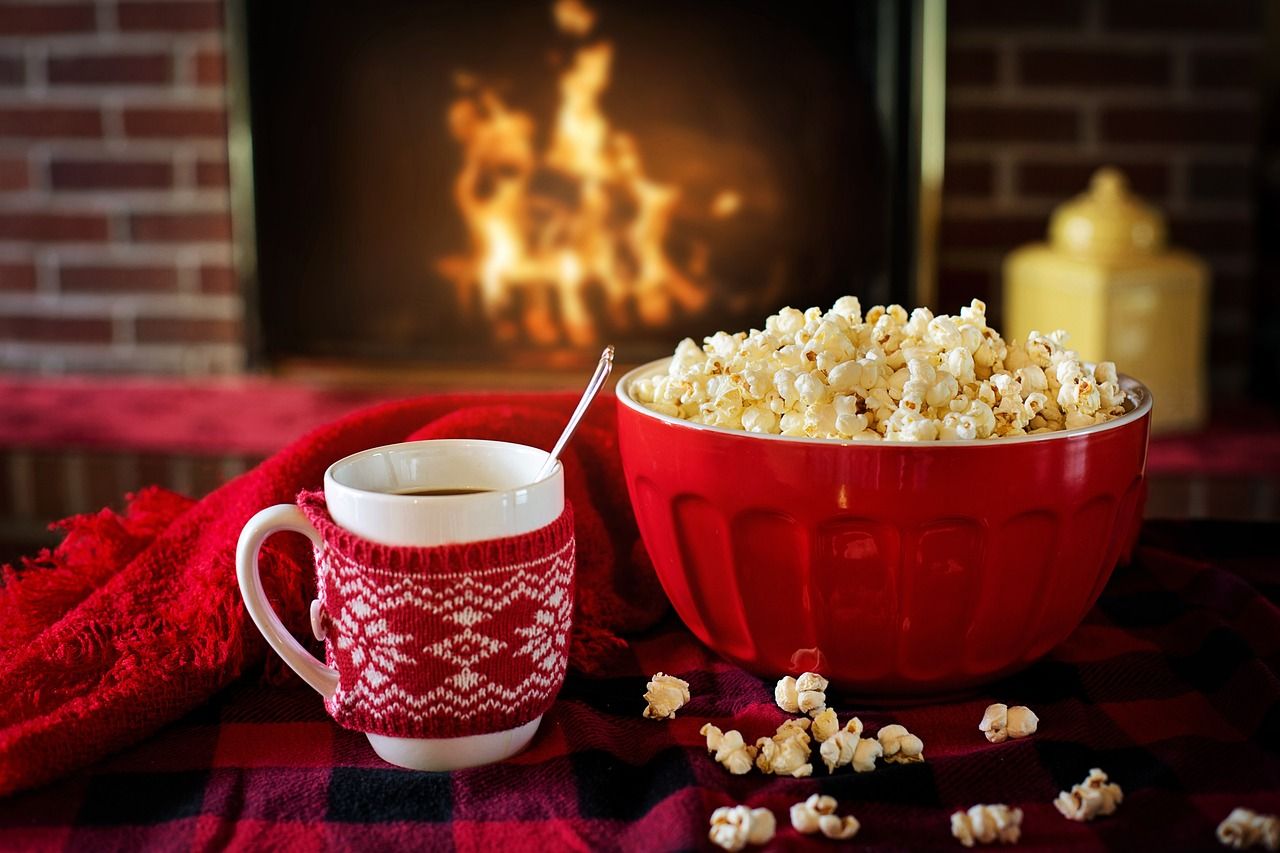 Christmas cocoa and popcorn