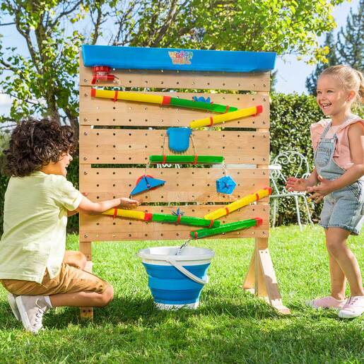 Water wall for children playing in the garden.