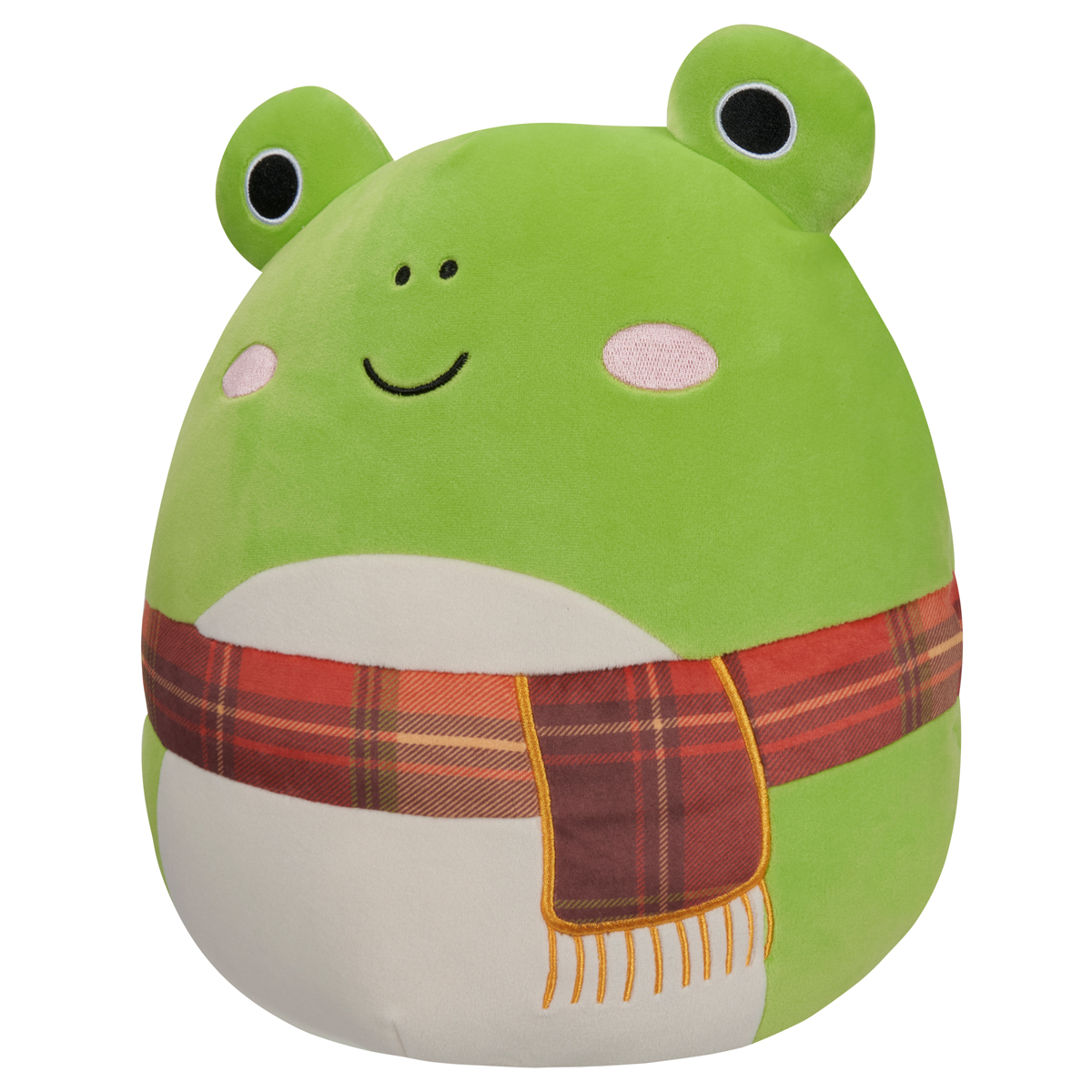 Squishmallows 12 Soft Toy - Wendy the Green Frog with Plaid Scarf