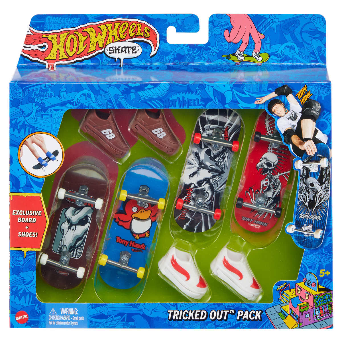 Hot Wheels Skate Tony Hawk Fingerboard & Skate Shoes, Toy for Kids