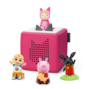 tonies Toniebox with CoComelon JJ, Peppa Pig, and Bing Audio Character Bundle - Pink