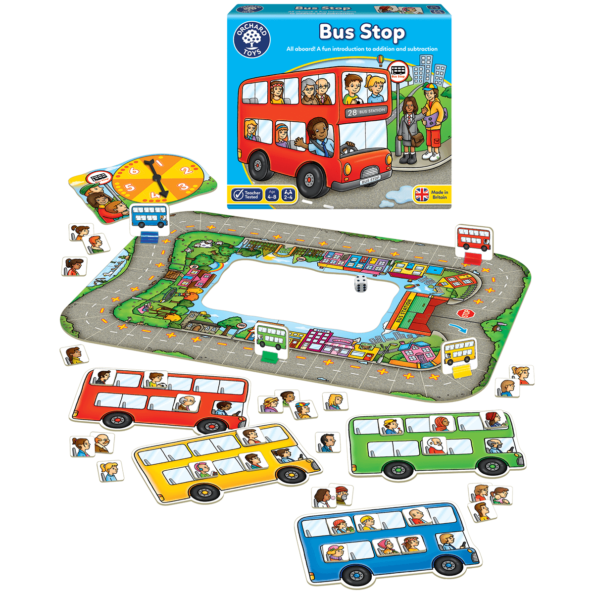 Details about  / Orchard Toys BUS STOP Kids//Childrens Fun Addition And Subtraction Race Game BNIB