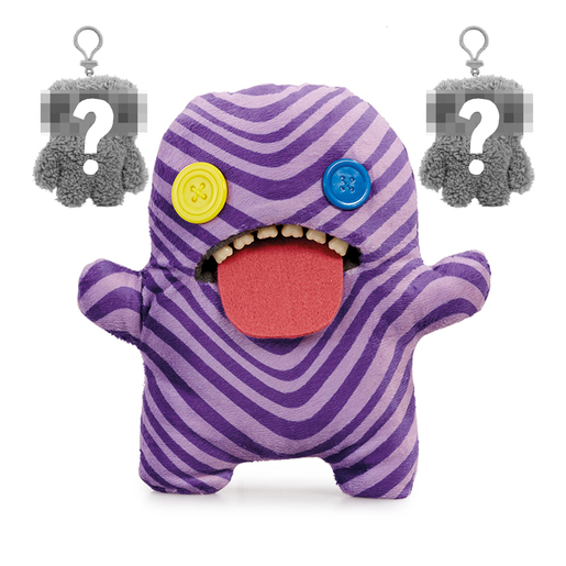 Fuggler Odd Oogah Boogah - Purple Zebra Soft Toy and 2 Fuggler Keyrings (Styles Vary)