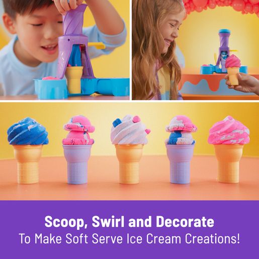 Kinetic Sand, Soft Serve Station with 14oz of Play Sand (Blue, Pink and  White), 2 Ice Cream Cones and 2 Tools, Sensory Toys for Kids Aged 5 and up  – Shop Spin Master