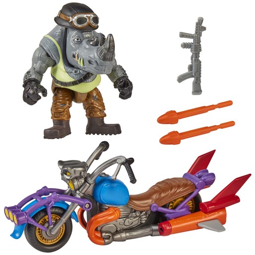 Teenage Mutant Ninja Turtles Mutant Mayhem Chopper Cycle with Rocksteady Figure