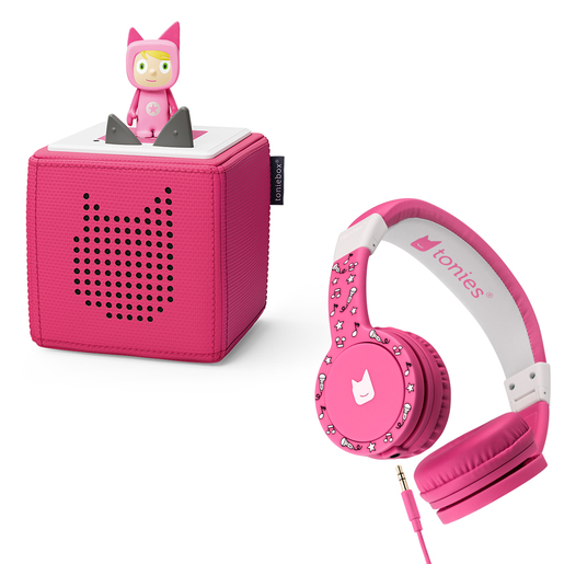 tonies Toniebox and Headphones with Carry Case Bundle - Pink