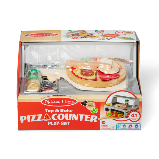 Melissa Doug Pizza Counter Wooden Roleplay Set The Entertainer