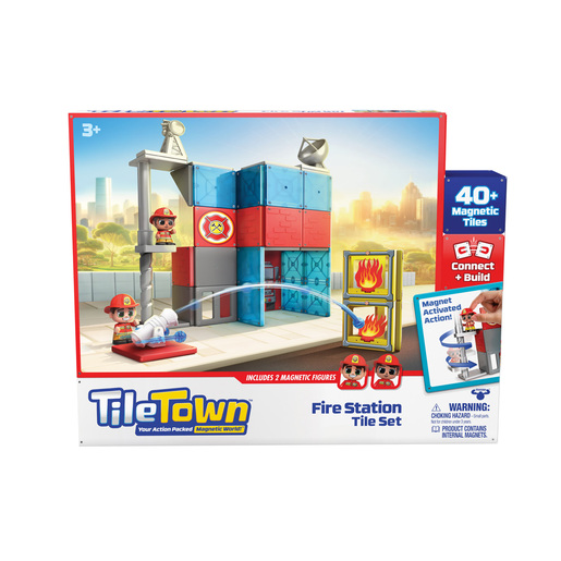 Tile Town Fire Station Magnetic Construction Set