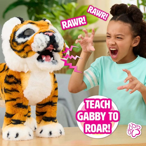 Gabby and child roaring action view