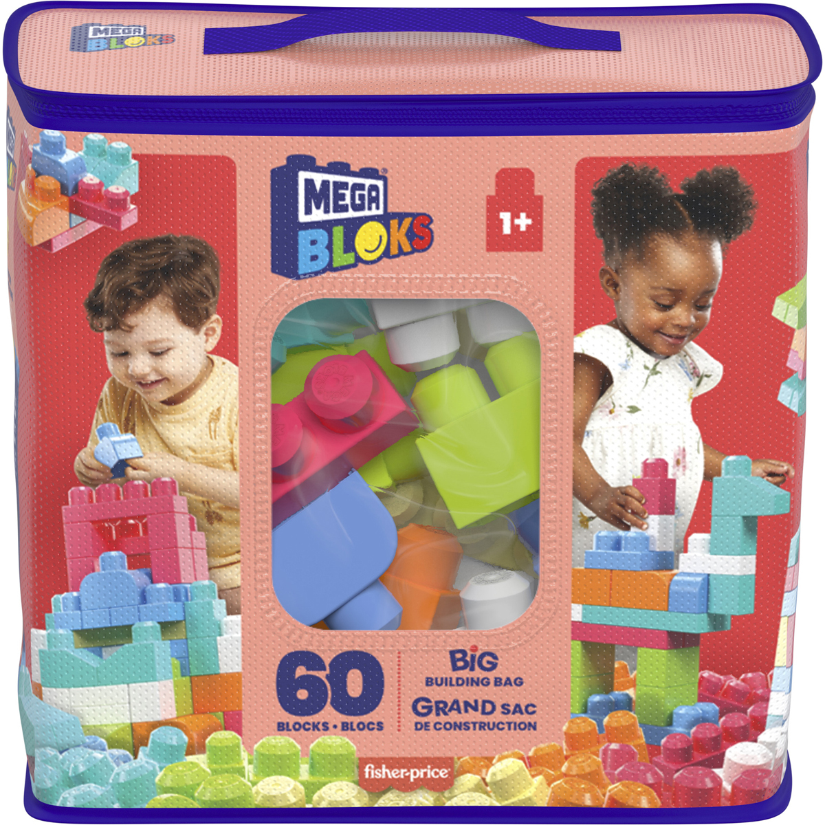 Mega Bloks First Builders Big Building Bag with Big Building Blocks,  Building Toys for Toddlers (80 Pieces) - Blue Bag 3-5 years