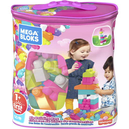 Mega Bloks Pink First Builders Big Building Bag - 60 Pieces (Styles Vary)
