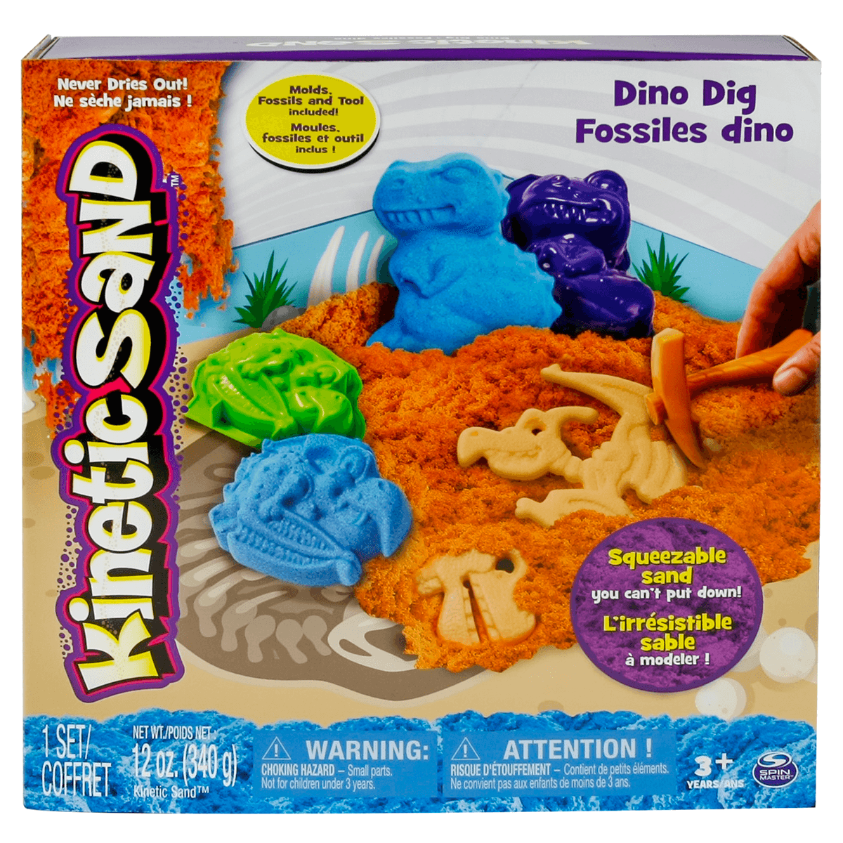Ccfoud Sand Kit Sand Box Kit Includes 20 Shaping Molds,12 Dino Figures 2 lbs Sand and Sand Tray Dinosaur Sandbox Sand 
