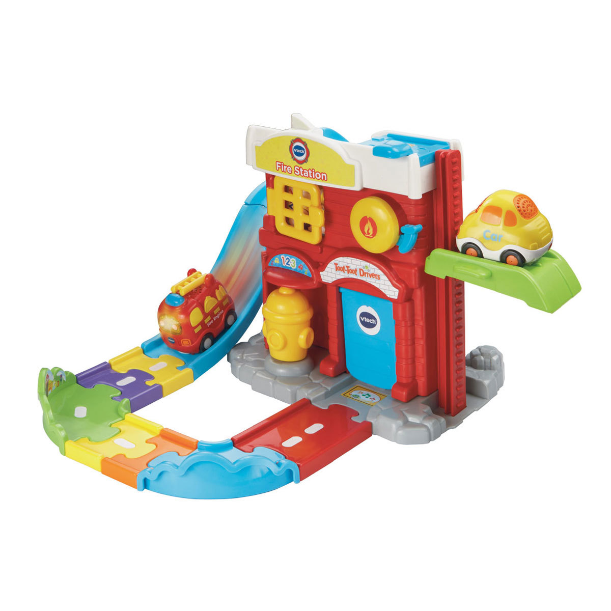 Toot Toot Drivers BNIB VTech Baby Includes 2 Engines Fire Station Deluxe 