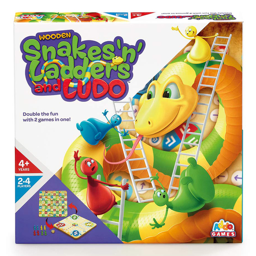 Addo Games Wooden Snakes 'n' Ladders and Ludo