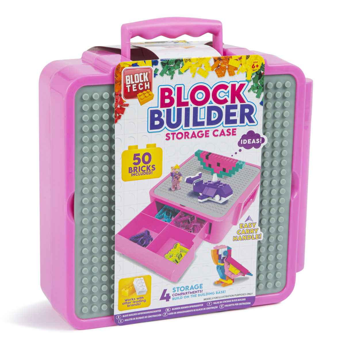  Block Tech 50 Building Blocks &amp; Storage Case - Pink