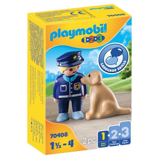 Playmobil 70408 1.2.3 Police Officer With Dog Figures