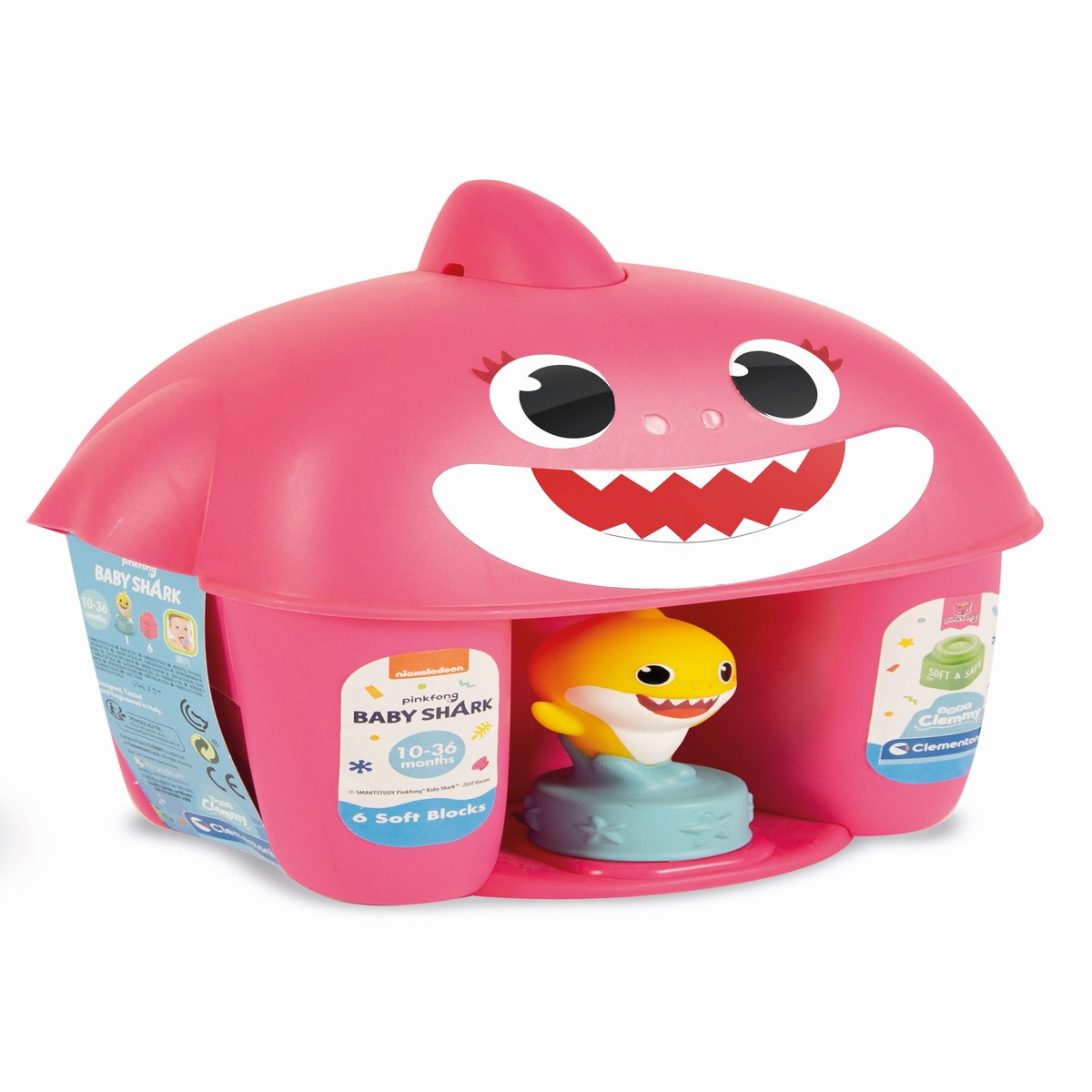  Baby Shark Bucket &amp; 6 Soft Blocks - Pink