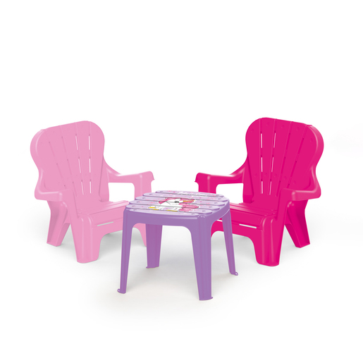Dolu Unicorn Pink Childrens Outdoor/Indoor Table and 2 Chairs