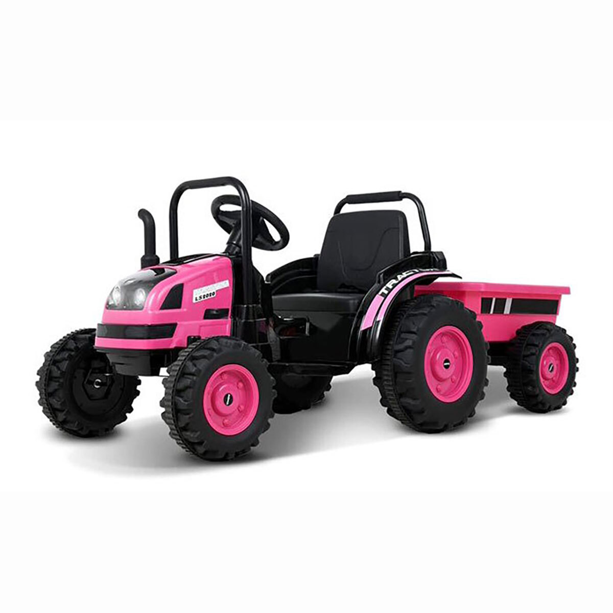 Ride On Electric Tractor Trailer Pink