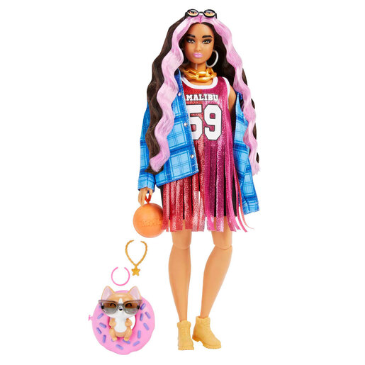 Barbie Extra Doll with Basketball Jersey and Pet Dog Toy