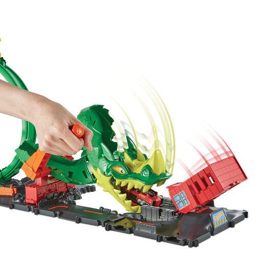Hot Wheels Dragon Drive Firefight Playset and Car The Entertainer