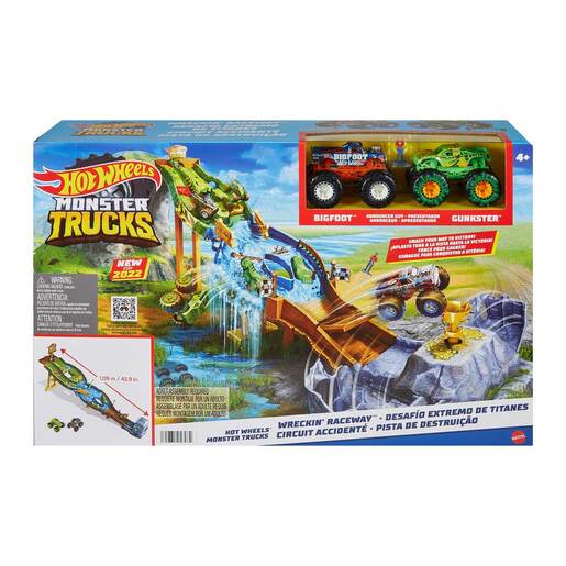 Hot Wheels Monster Trucks Wreckin' Raceway Playset The Entertainer