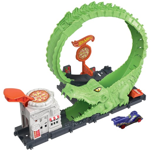 Hot Wheels Gator Loop Attack Pizza Shop Playset