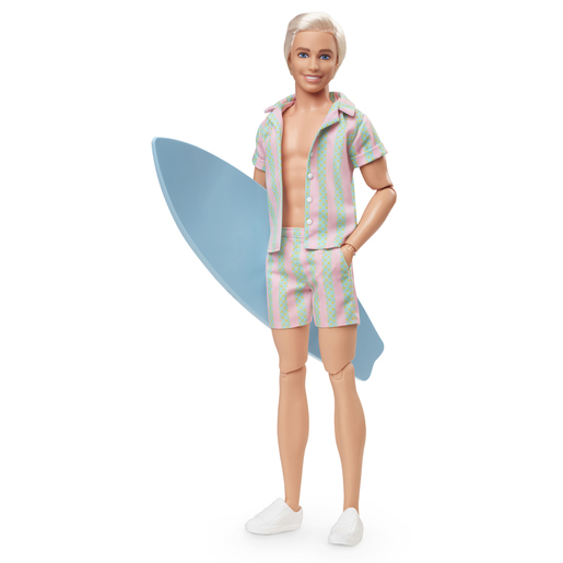 Barbie The Movie Ken Doll in Pastel Striped Beach Matching Set