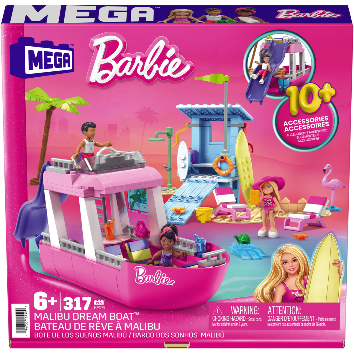 MEGA Barbie Malibu Dream Boat Construction Set The Entertainer